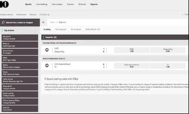Betting platform at 10Bet